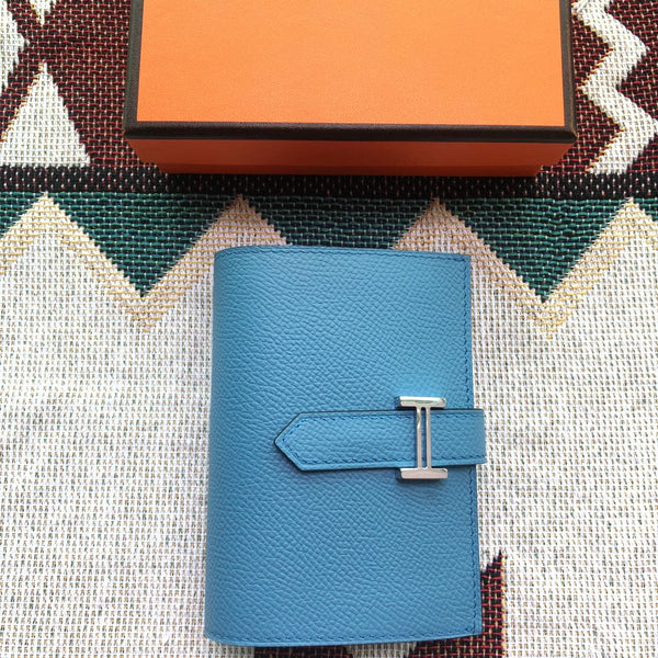 BEARN COMPACT WALLET 12 IN OCEAN BLUE EPSOM LEATHER