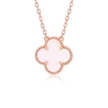 ˇShiny Jewelryˇクローバー 15mm ピンク マザーオブパール シングルフラワーネックレス