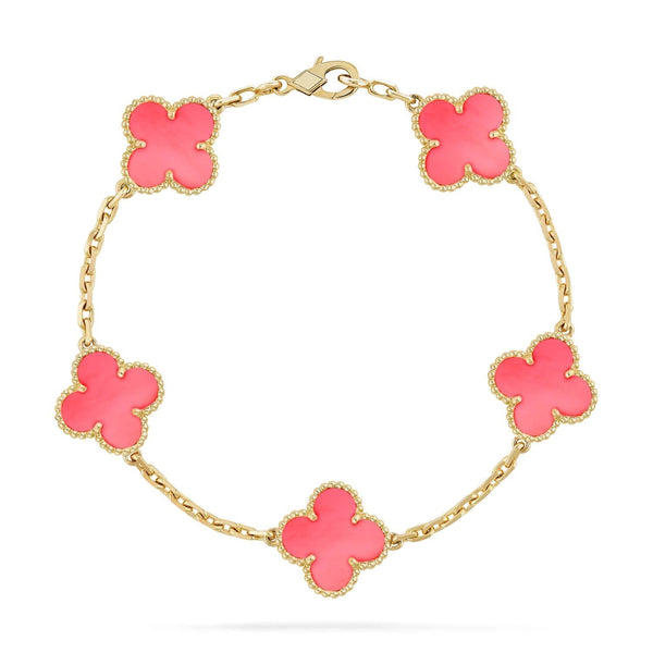 シャイニージュエリー クローバー 5 ピンク モップ ブレスレット