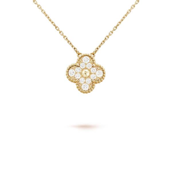 シャイニージュエリー クローバー 15mm ダイヤモンド シングルフラワーネックレス