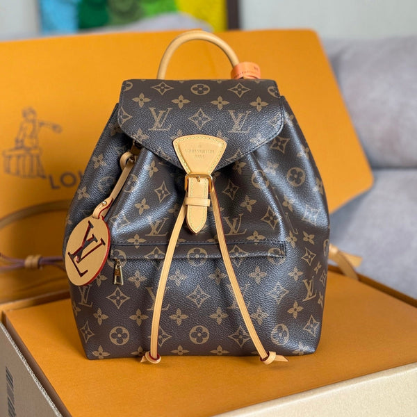 LV 25S MONTSOURIS 33 IN BROWN MONOGRAM CANVAS LEATHER TRIM GOLD HARDWARE