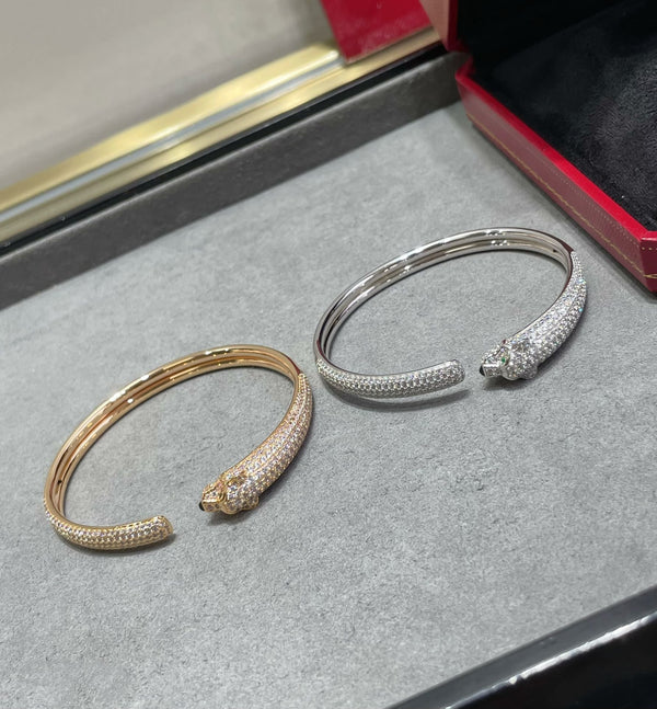 シャイニージュエリー パンサー フルダイヤモンド オープンブレスレット
